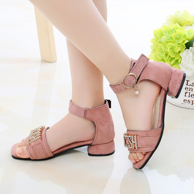 Sandale pentru fete din piele intoarsa ecologica cu flori 3D