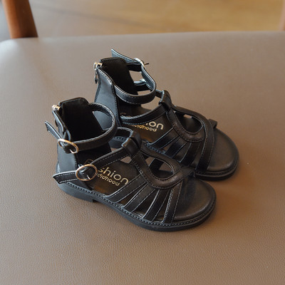 Pantofi casual din piele pentru copii cu fermoar si talpa plata