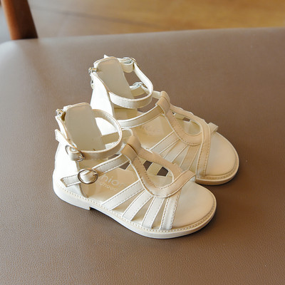 Pantofi casual din piele pentru copii cu fermoar si talpa plata