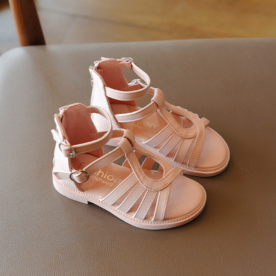 Pantofi casual din piele pentru copii cu fermoar si talpa plata