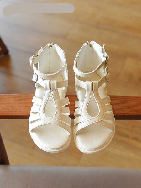 Pantofi casual din piele pentru copii cu fermoar si talpa plata