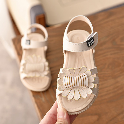 Sandale copii din piele ecologica cu floare pentru fete