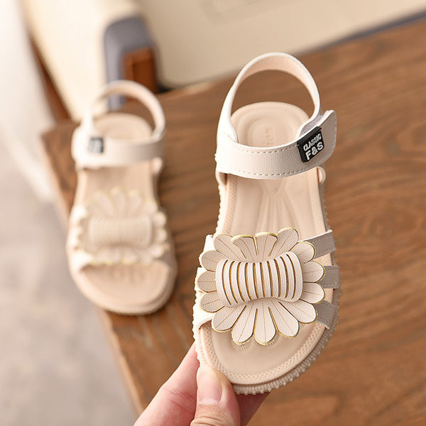 Sandale copii din piele ecologica cu floare pentru fete