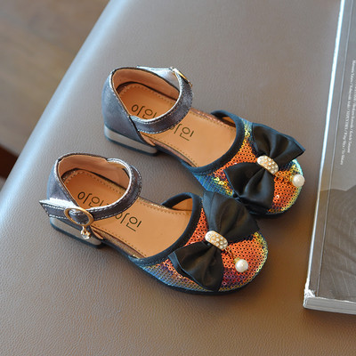 Sandale pentru copii cu panglica si paiete