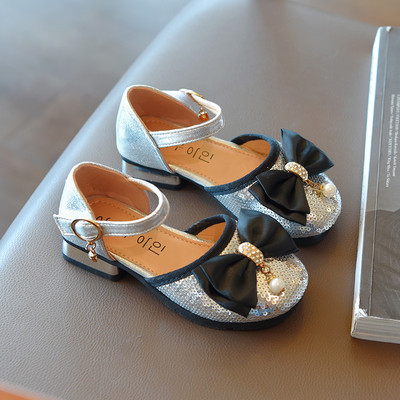 Sandale pentru copii cu panglica si paiete