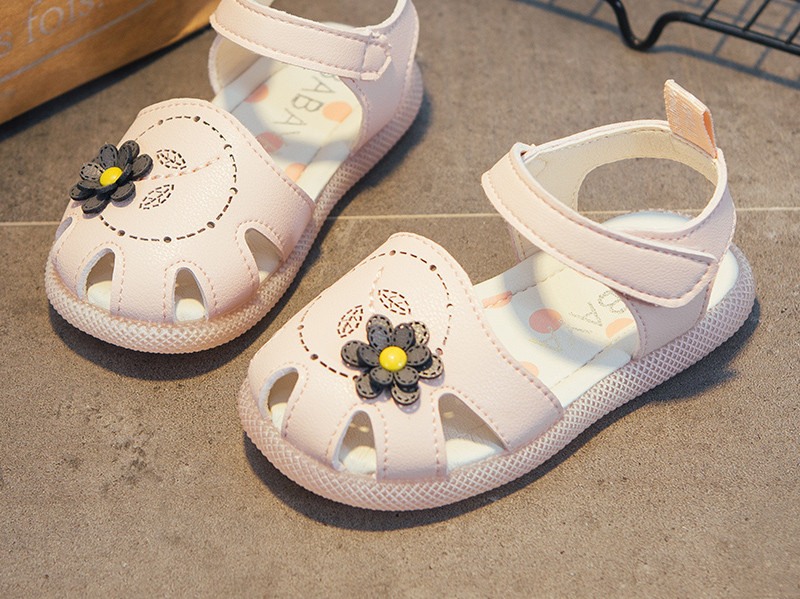 Dječje kožne sandale sa naljepnicama i 3D cvijetom