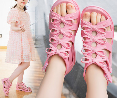 Model nou de sandale pentru copii din piele ecologica cu panglici