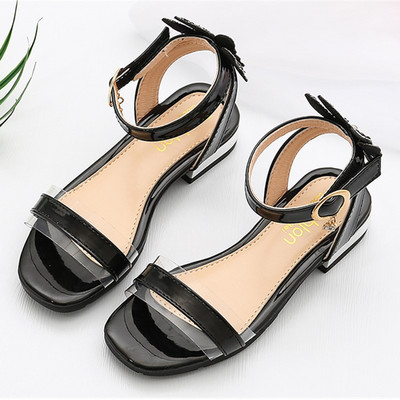 Sandale pentru fete din piele ecologica cu panglica si pietre