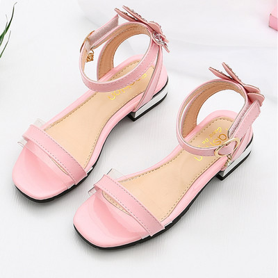 Sandale pentru fete din piele ecologica cu panglica si pietre