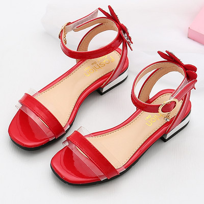 Sandale pentru fete din piele ecologica cu panglica si pietre