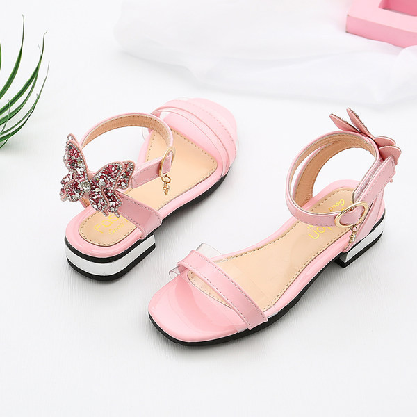 Sandale pentru fete din piele ecologica cu panglica si pietre