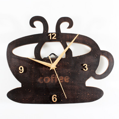 Ceas decorativ modern în formă de ceașcă cu inscripția Cafea