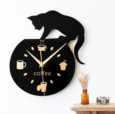 Μοντέρνο διακοσμητικό ρολόι με γάτα