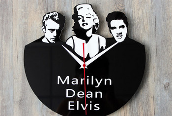 Декоративен актуален кръгъл винилов часовник с надпис Marilyn Dean Elvis