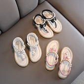 Sandale pentru copii cu perle si elastic pentru fete