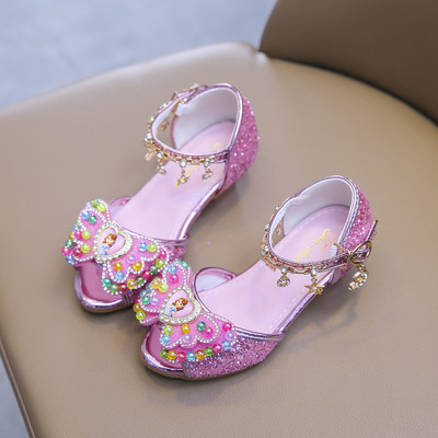 Μοντέρνα παιδικά σανδάλια με  πέρλες και λαμπερό στοιχείο για κορίτσια