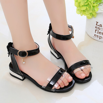 Sandale moderne pentru fete din piele ecologică cu panglică și paiete