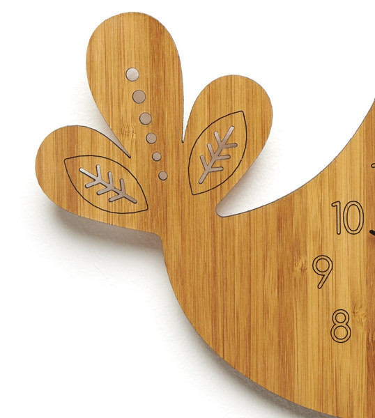 Ceas modern decorativ din lemn în formă de pasăre