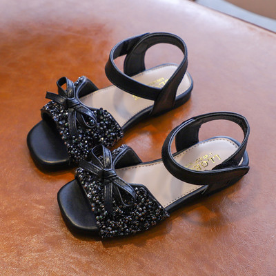 Sandale strălucitoare pentru copii cu bandă și panglică