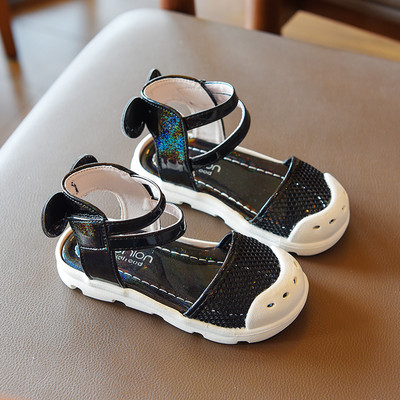 Sandale copii din piele cu plasture și element 3D