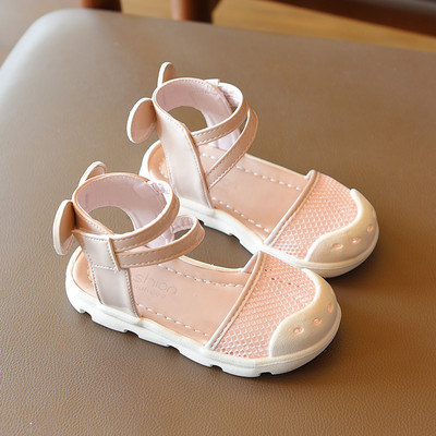 Sandale copii din piele cu plasture și element 3D