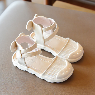 Sandale copii din piele cu plasture și element 3D