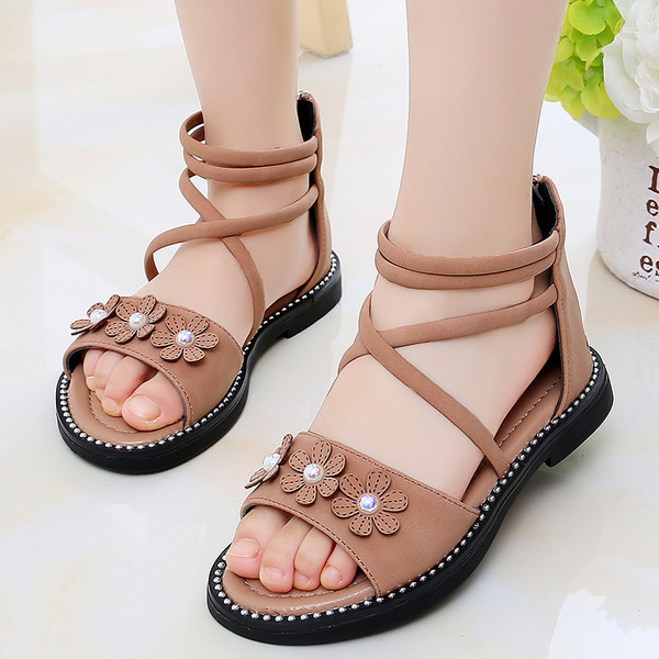 Vaikiškos eko odos basutės su 3D gėlėmis ir užtrauktuku