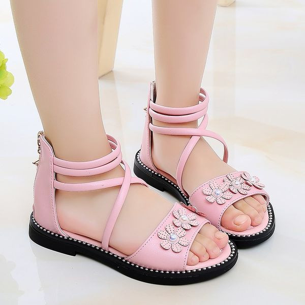 Vaikiškos eko odos basutės su 3D gėlėmis ir užtrauktuku