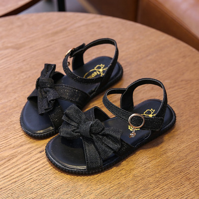 Sandale stralucitoare pentru copii cu catarama si panglica