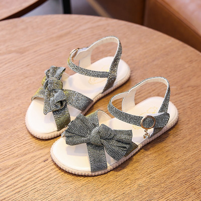 Sandale stralucitoare pentru copii cu catarama si panglica