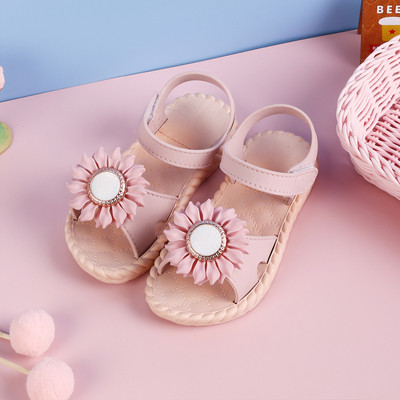 Sandale casual pentru copii cu element de flori 3D pentru fete