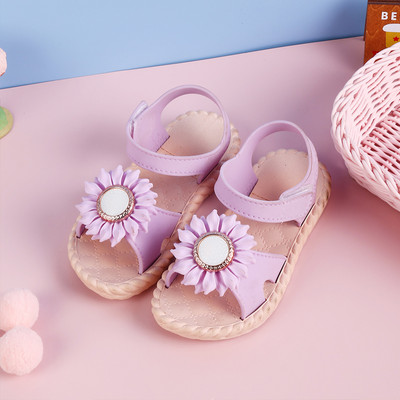 Sandale casual pentru copii cu element de flori 3D pentru fete