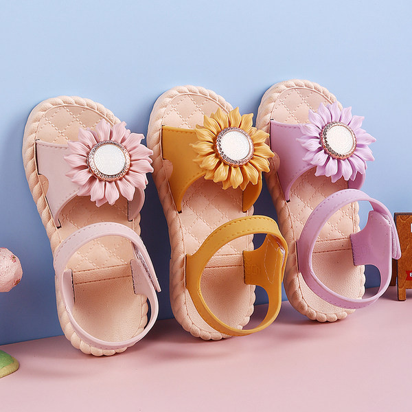 Sandale casual pentru copii cu element de flori 3D pentru fete