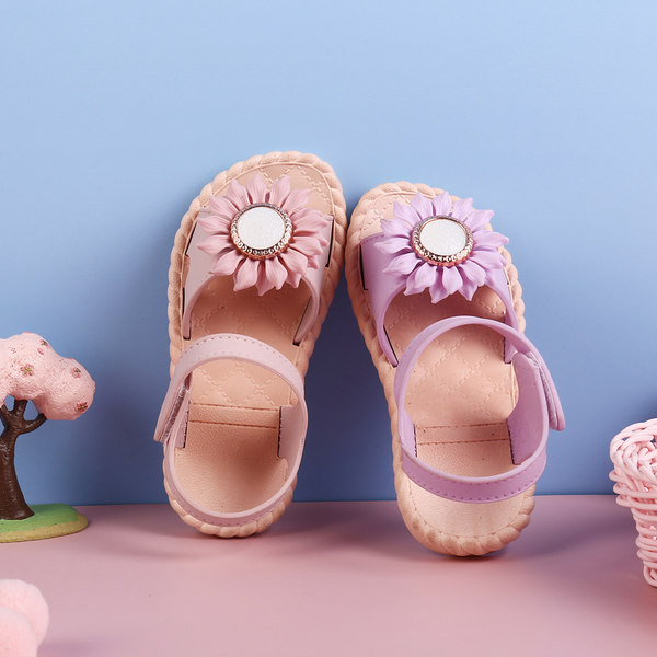 Sandale casual pentru copii cu element de flori 3D pentru fete