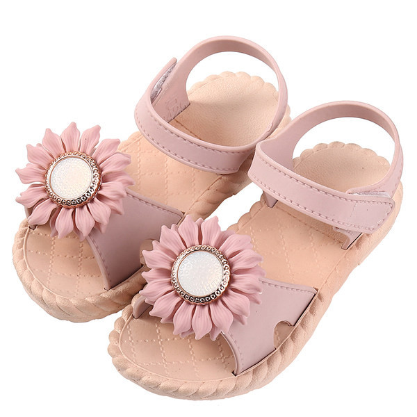 Sandale casual pentru copii cu element de flori 3D pentru fete