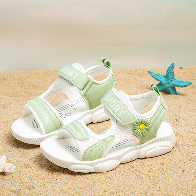 Παιδικά σανδάλια με πλέγμα και τρισδιάστατο λουλούδι