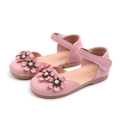 Sandale copii din piele cu flori