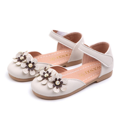 Sandale copii din piele cu flori