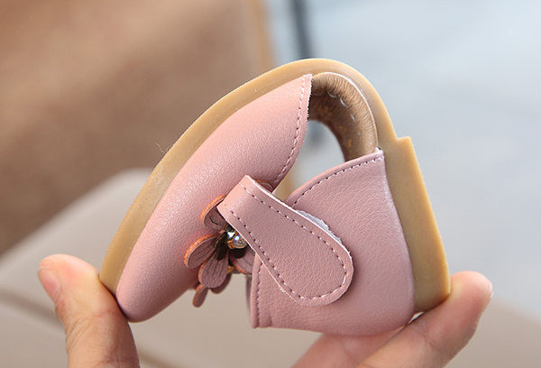 Sandale copii din piele cu flori