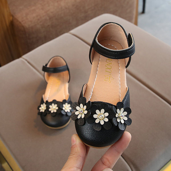 Sandale copii din piele cu flori