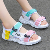 Sandale casual pentru copii cu inscripție și plasă pentru fete