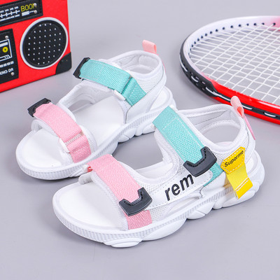 Sandale casual pentru copii cu inscripție și plasă pentru fete