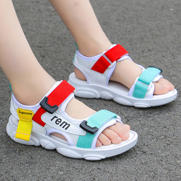 Sandale casual pentru copii cu inscripție și plasă pentru fete