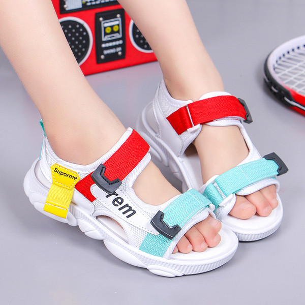 Sandale casual pentru copii cu inscripție și plasă pentru fete