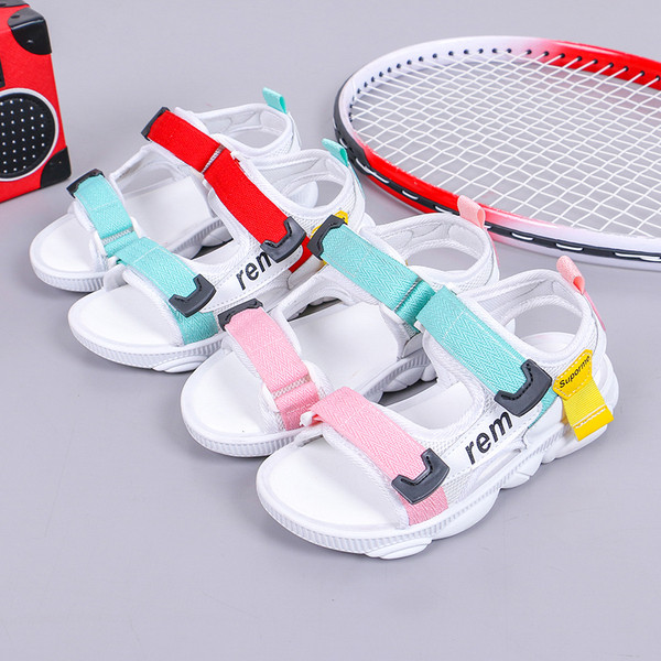 Sandale casual pentru copii cu inscripție și plasă pentru fete
