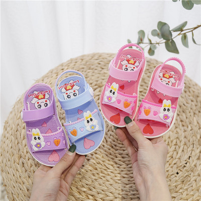 New model of children`s rubber sandals for girls with flat soles