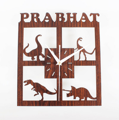 Ceas decorativ modern în formă pătrată cu animale și inscripția PRABHAT