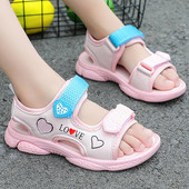 Dječje sandale s natpisom i čičak naljepnicama za djevojčice