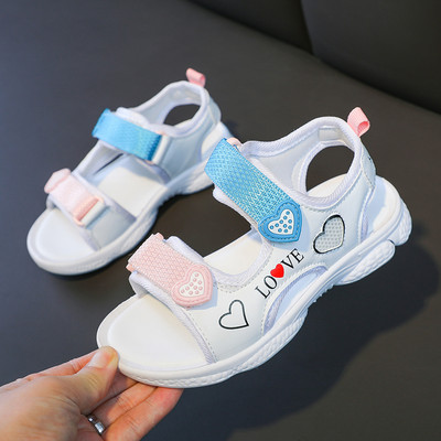 Dječje sandale s natpisom i čičak naljepnicama za djevojčice