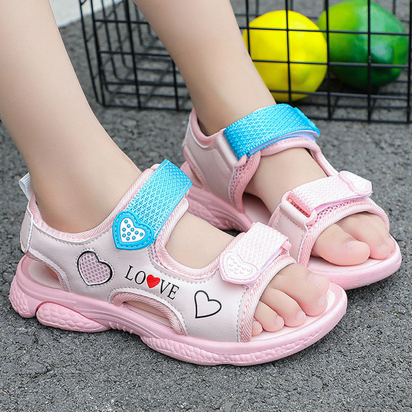 Dječje sandale s natpisom i čičak naljepnicama za djevojčice